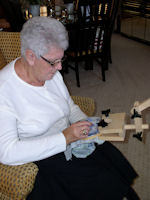 needlepoint stand in use