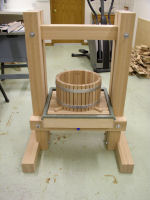 apple cider press -- basket on drain