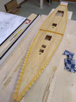 Deck planking varnished