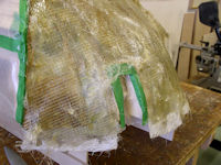 1st coat of fibreglass (cap left)