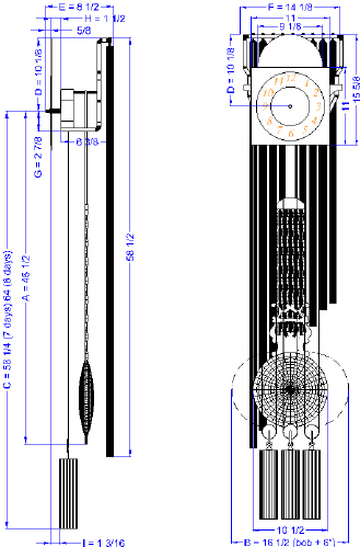 grandfather clock - movement dimensions