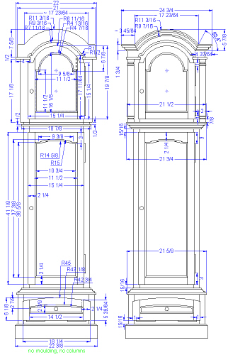 grandfather clock - case front view