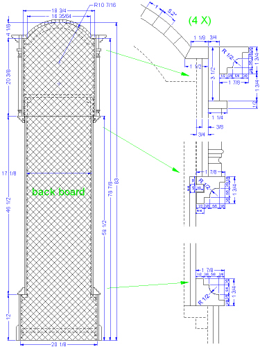 grandfather clock - case back view