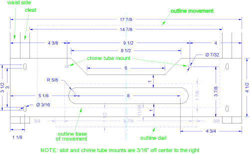 grandfather clock - movement seat board