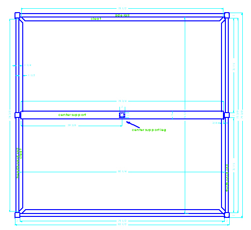 king size bed -- top view springbox frame