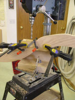 king size bed -- drill press setup for mortise drilling