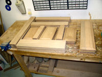 roll top desk -- stock for lower desk side panels sawn and shaped